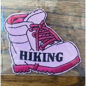 Hiking Boot Embroidered Patch - Pink